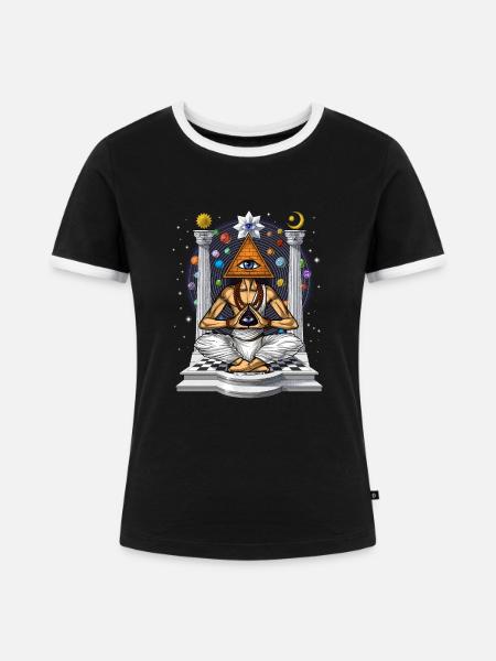 Illuminaten-Pyramide - Frauen Kontrast-T-Shirt - Schwarz/Weiß
