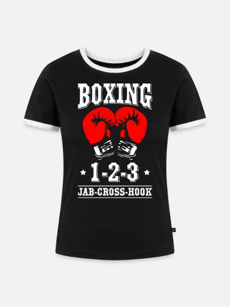 Boxing Jab Cross Hook - Frauen Kontrast-T-Shirt - Schwarz/Weiß