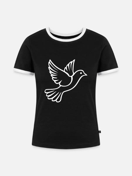 Taube - Frauen Kontrast-T-Shirt - Schwarz/Weiß