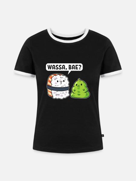 Wassa, Bae? Sushi Koch - Frauen Kontrast-T-Shirt - Schwarz/Weiß