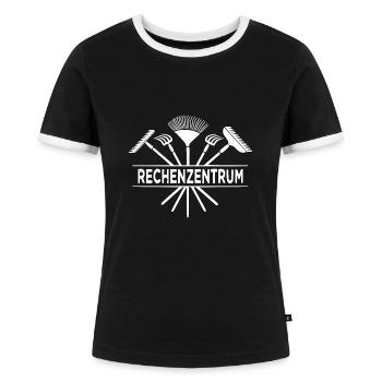 RECHENZENTRUM - Gärtner - Hobby - Garten - - Frauen Kontrast-T-Shirt - Schwarz/Weiß - Vorne - Selfina (174cm)