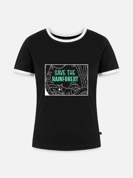 Save The Rainforest Öko-Aktivist - Frauen Kontrast-T-Shirt - Schwarz/Weiß