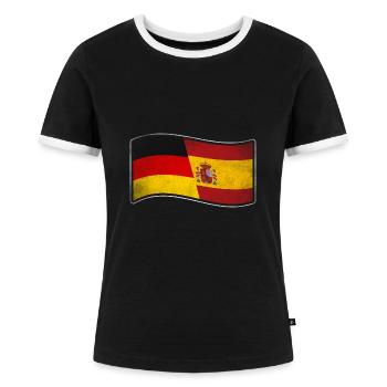 Spanien Design für stolze Deutsch-Spanier - Frauen Kontrast-T-Shirt - Schwarz/Weiß - Vorne - Selfina (174cm)
