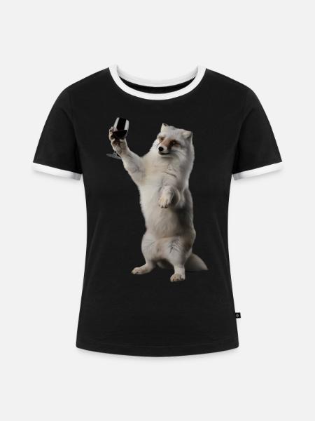 Polarfuchs Wein - Frauen Kontrast-T-Shirt - Schwarz/Weiß