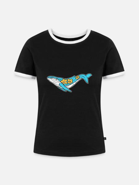 Schöner Narwhal Meeresbiologe - Frauen Kontrast-T-Shirt - Schwarz/Weiß