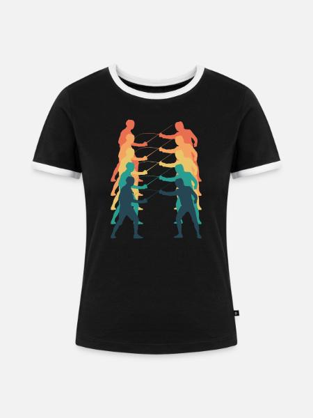 Fechten Retro - Frauen Kontrast-T-Shirt - Schwarz/Weiß