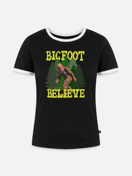Bigfoot - Bigfoot Glauben - Frauen Kontrast-T-Shirt - Schwarz/Weiß