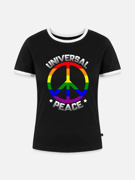Pride Rainbow, universal peace - Frauen Kontrast-T-Shirt - Schwarz/Weiß