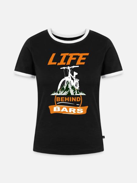 Fahrrad Life behind Bars - Frauen Kontrast-T-Shirt - Schwarz/Weiß