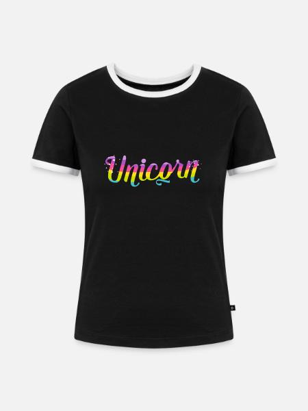 UNICORN - Frauen Kontrast-T-Shirt - Schwarz/Weiß