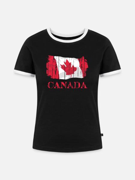Canada Flag - Frauen Kontrast-T-Shirt - Schwarz/Weiß