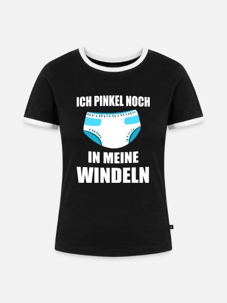 ABDL Windel Diaper Geschenk - Frauen Kontrast-T-Shirt - Schwarz/Weiß