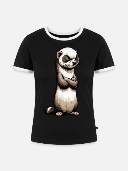 Frettchen Frettchenhalter Frettchenbesitzer - Frauen Kontrast-T-Shirt - Schwarz/Weiß