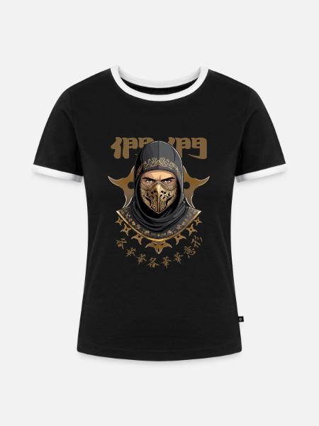 Ninja Samurai Krieger - Frauen Kontrast-T-Shirt - Schwarz/Weiß