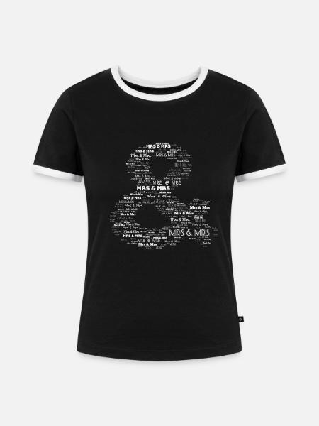 Mrs & Mrs - Frauen Kontrast-T-Shirt - Schwarz/Weiß