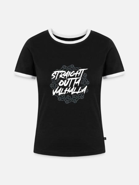 Direkt Aus Walhalla - Frauen Kontrast-T-Shirt - Schwarz/Weiß
