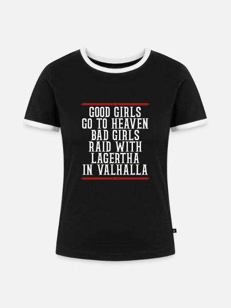 Böse Mädchen Überfallen In Walhalla - Frauen Kontrast-T-Shirt - Schwarz/Weiß