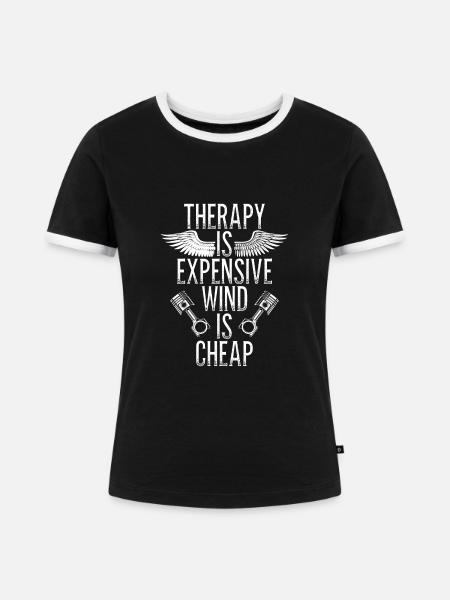 Therapie Oder Bikerwind - Frauen Kontrast-T-Shirt - Schwarz/Weiß