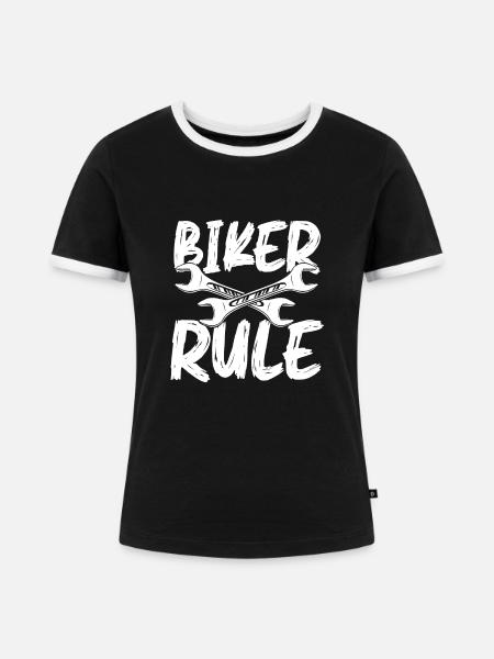 Biker regel - Frauen Kontrast-T-Shirt - Schwarz/Weiß