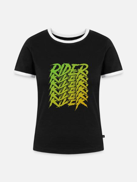 Grüner Motorradfahrer - Frauen Kontrast-T-Shirt - Schwarz/Weiß