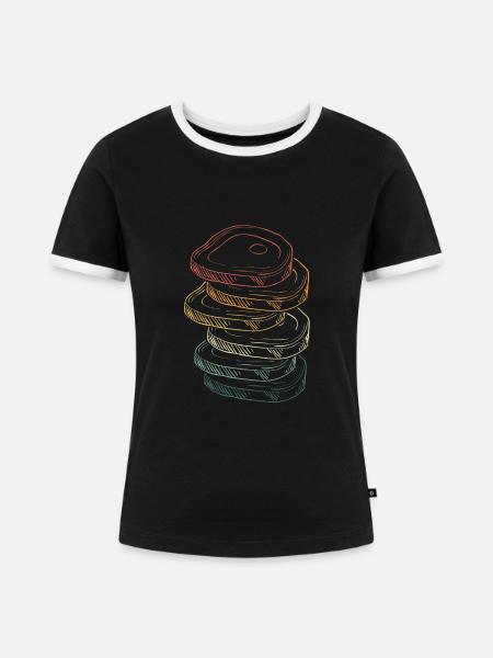 Rindfleisch Kochen - Frauen Kontrast-T-Shirt - Schwarz/Weiß
