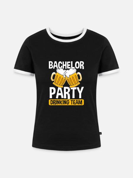 Trinkteam - Frauen Kontrast-T-Shirt - Schwarz/Weiß