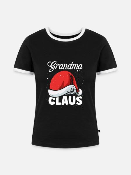 Weihnachtsmann Oma - Frauen Kontrast-T-Shirt - Schwarz/Weiß