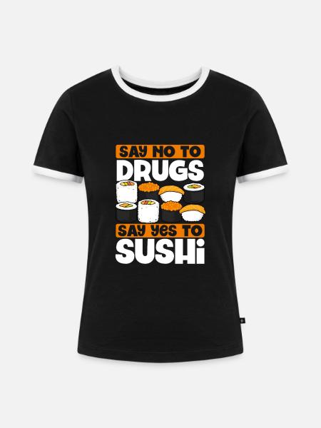 Sag Ja Zu Sushi - Frauen Kontrast-T-Shirt - Schwarz/Weiß