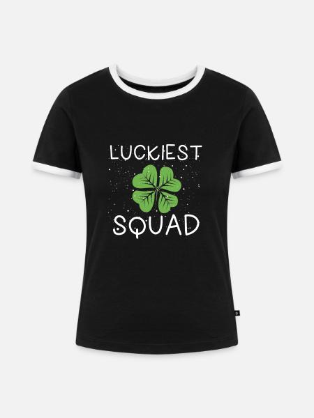 Glücklichste Shamrock-truppe - Frauen Kontrast-T-Shirt - Schwarz/Weiß