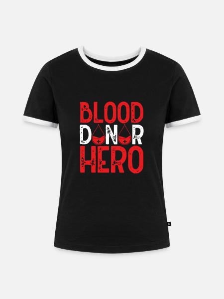 Blutspender-held - Frauen Kontrast-T-Shirt - Schwarz/Weiß