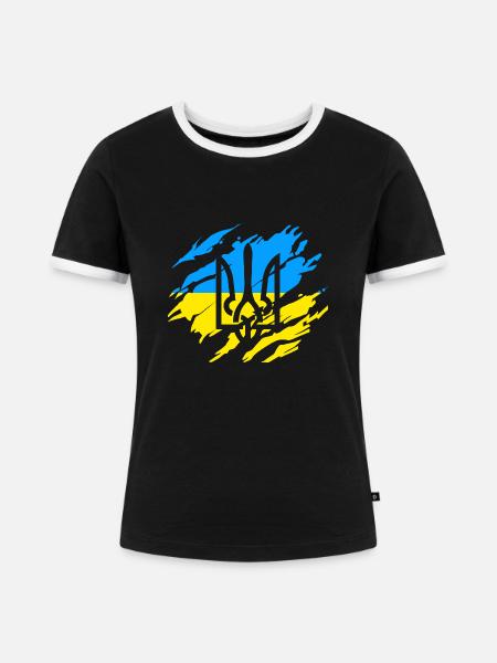 Ukraine Solidarität - Frauen Kontrast-T-Shirt - Schwarz/Weiß