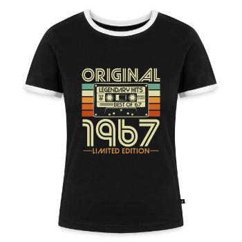 Original 1967 Jahrgang Vintage Geburtstag Retro - Frauen Kontrast-T-Shirt - Schwarz/Weiß - Vorne - Selfina (174cm)