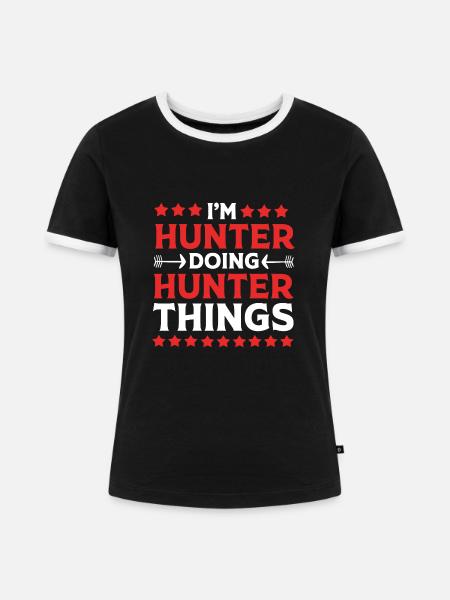 Jäger Jagen - Frauen Kontrast-T-Shirt - Schwarz/Weiß