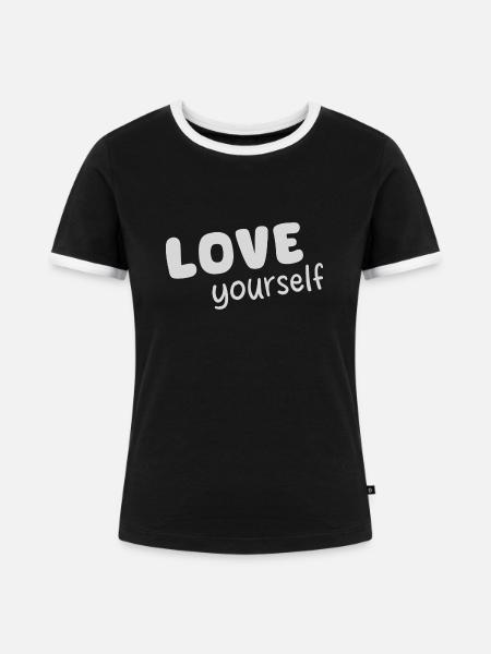 Selbstliebe - Frauen Kontrast-T-Shirt - Schwarz/Weiß