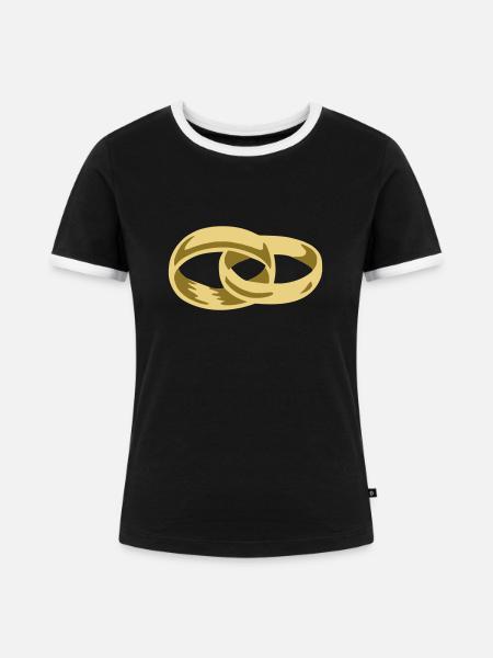 Eheringe - Frauen Kontrast-T-Shirt - Schwarz/Weiß