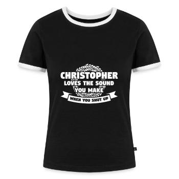 Vornamen Christopher namens Christopher Geschenk - Frauen Kontrast-T-Shirt - Schwarz/Weiß - Vorne - Selfina (174cm)