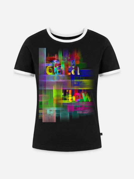 DATA FLOW - Frauen Kontrast-T-Shirt - Schwarz/Weiß