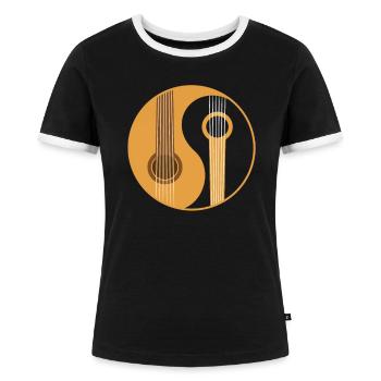 Gitarrist - Frauen Kontrast-T-Shirt - Schwarz/Weiß - Vorne - Selfina (174cm)