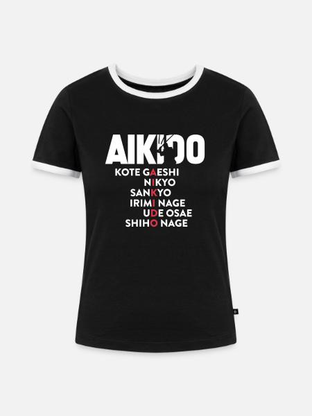 Aikido - Frauen Kontrast-T-Shirt - Schwarz/Weiß