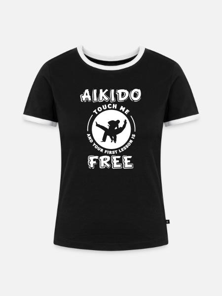 Aikido - Frauen Kontrast-T-Shirt - Schwarz/Weiß