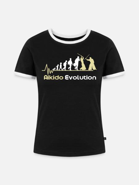 Aikido Japanische Kampfkunst - Frauen Kontrast-T-Shirt - Schwarz/Weiß