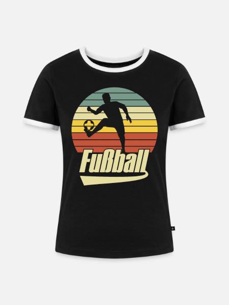 Fußball - Frauen Kontrast-T-Shirt - Schwarz/Weiß