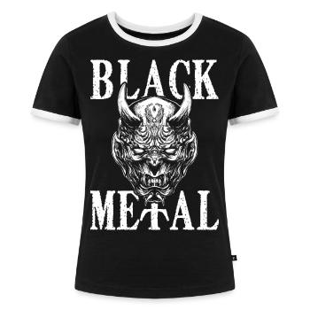 Black Metal Dämon - Frauen Kontrast-T-Shirt - Schwarz/Weiß - Vorne - Selfina (174cm)
