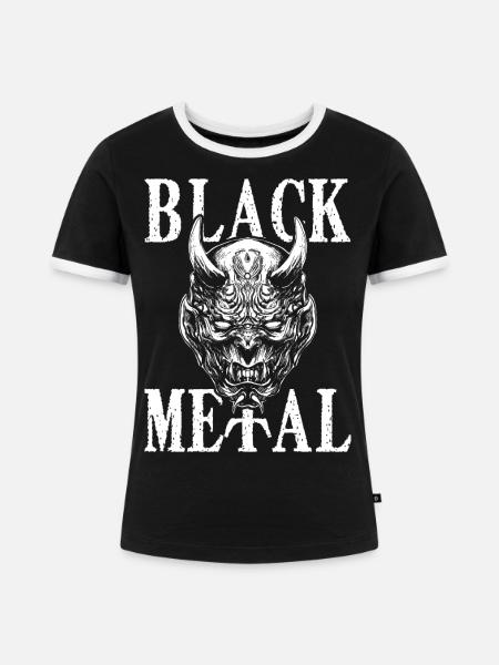Black Metal Dämon - Frauen Kontrast-T-Shirt - Schwarz/Weiß