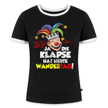 Karneval Fasching Verrückt Lustig - Frauen Kontrast-T-Shirt - Schwarz/Weiß - Vorne - Selfina (174cm)