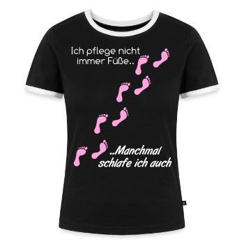 Fußpflege Pediküre Podologe Nagelstudio Geschenk - Frauen Kontrast-T-Shirt - Schwarz/Weiß - Vorne - Selfina (174cm)