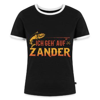 Ich geh auf Zander - Frauen Kontrast-T-Shirt - Schwarz/Weiß - Vorne - Selfina (174cm)
