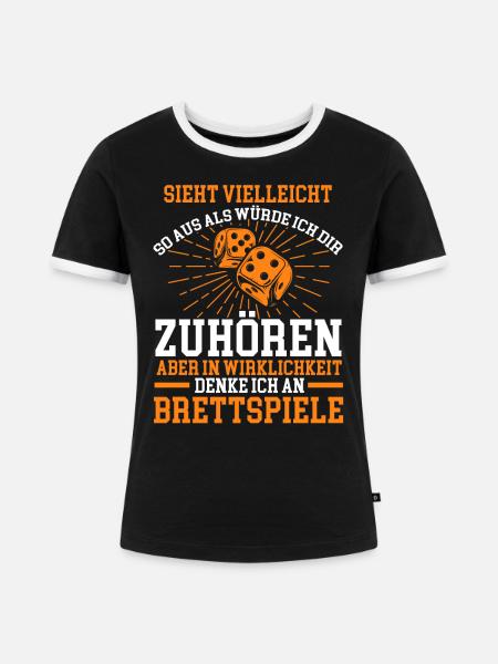 Brettspiele Fan - Frauen Kontrast-T-Shirt - Schwarz/Weiß