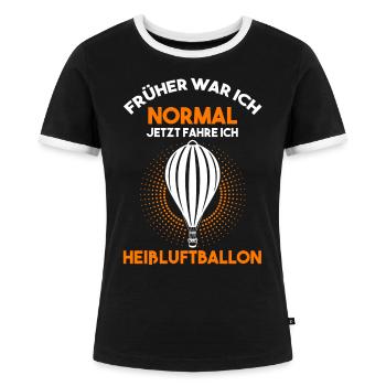 Ballonfahrer Heißluftballon Heissluftballon Pilot - Frauen Kontrast-T-Shirt - Schwarz/Weiß - Vorne - Selfina (174cm)