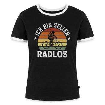 Radlos Fahrrad Fahrradfahrer Fahrradtour Wortspiel - Frauen Kontrast-T-Shirt - Schwarz/Weiß - Vorne - Selfina (174cm)